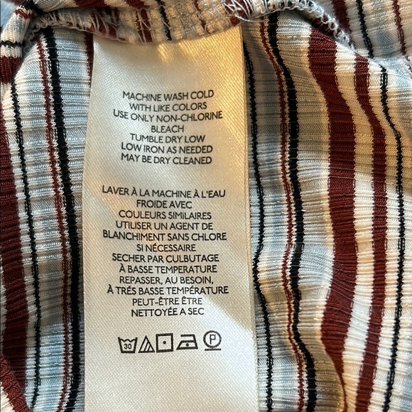 Anthropologie Maeve The Blair Striped Mock Neck Short Sleeve shirt Size M - Picture 7 of 8